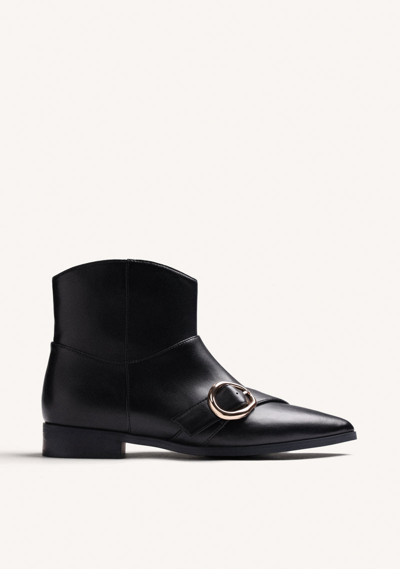 BLACK ELASTIC BUCKLE BOOTS