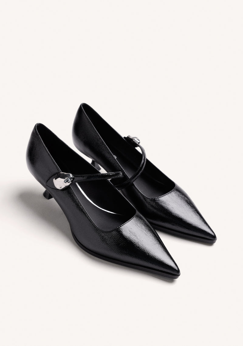 BLACK HEEL SHOES WITH JEWEL DETAIL