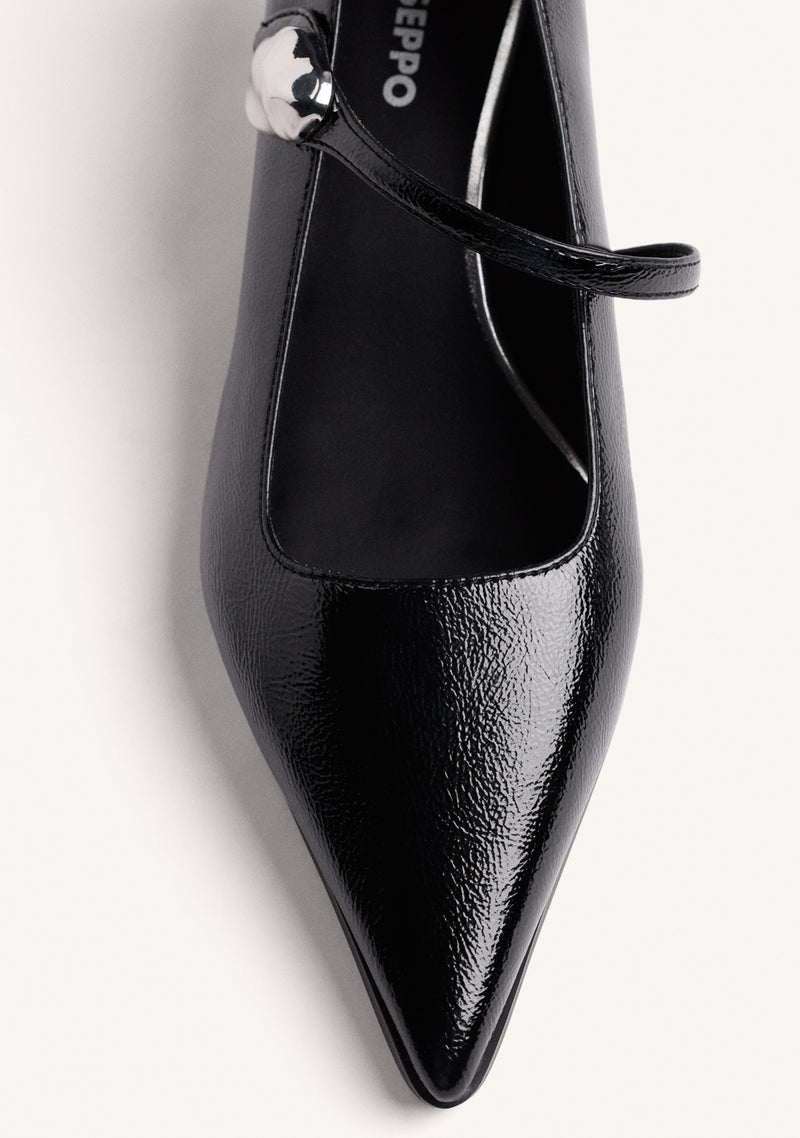 BLACK HEEL SHOES WITH JEWEL DETAIL