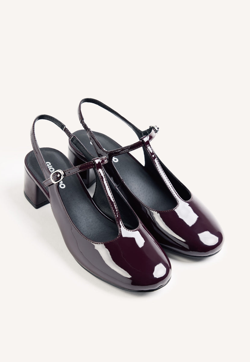 ZAPATOS BURDEOS MARY-JANE EFECTO CHAROL