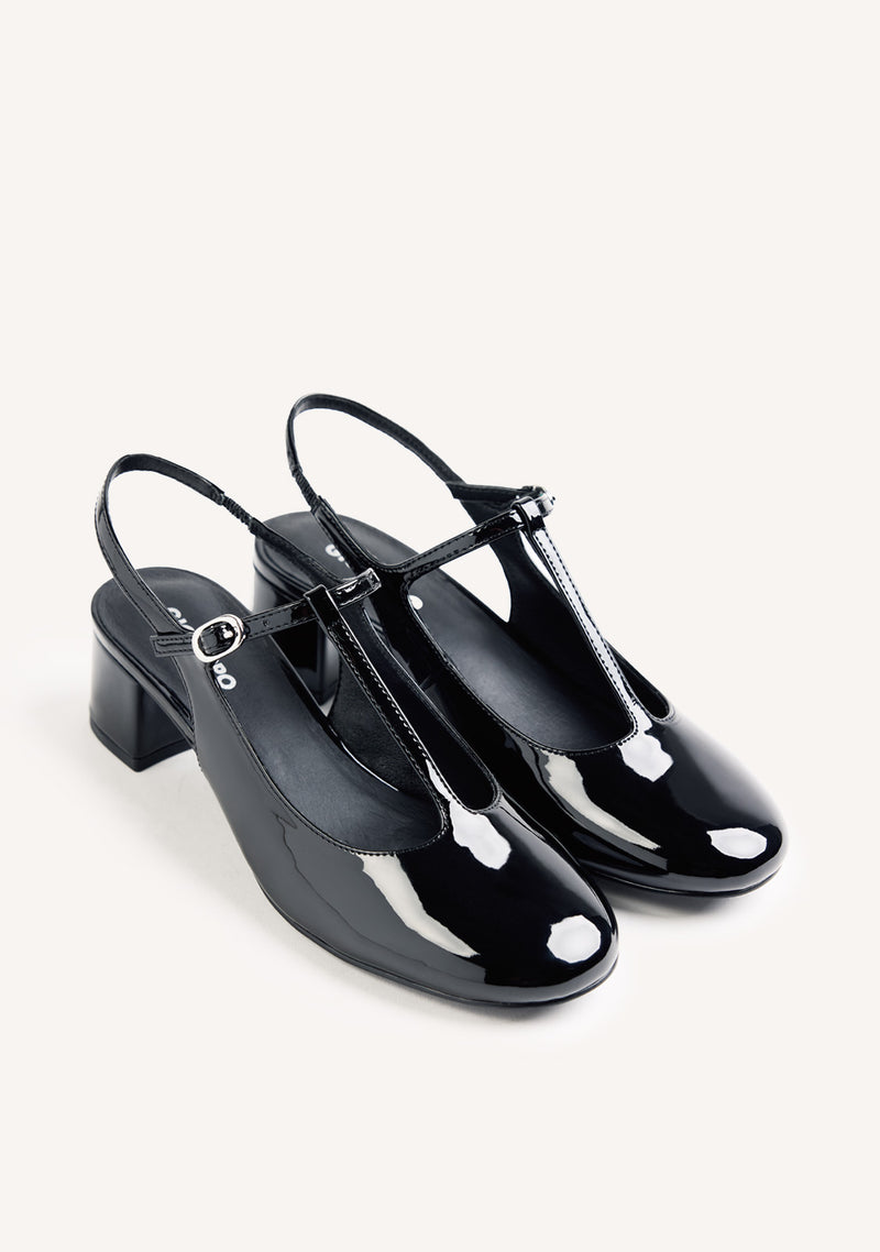 BLACK PATENT EFFECT MARY-JANE SHOES
