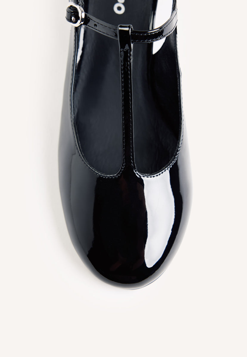 ZAPATOS MARY-JANE NEGRO EFECTO CHAROL