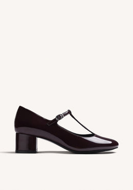BURGUNDY MARY-JANE SHOES WITH PATENT EFFECT