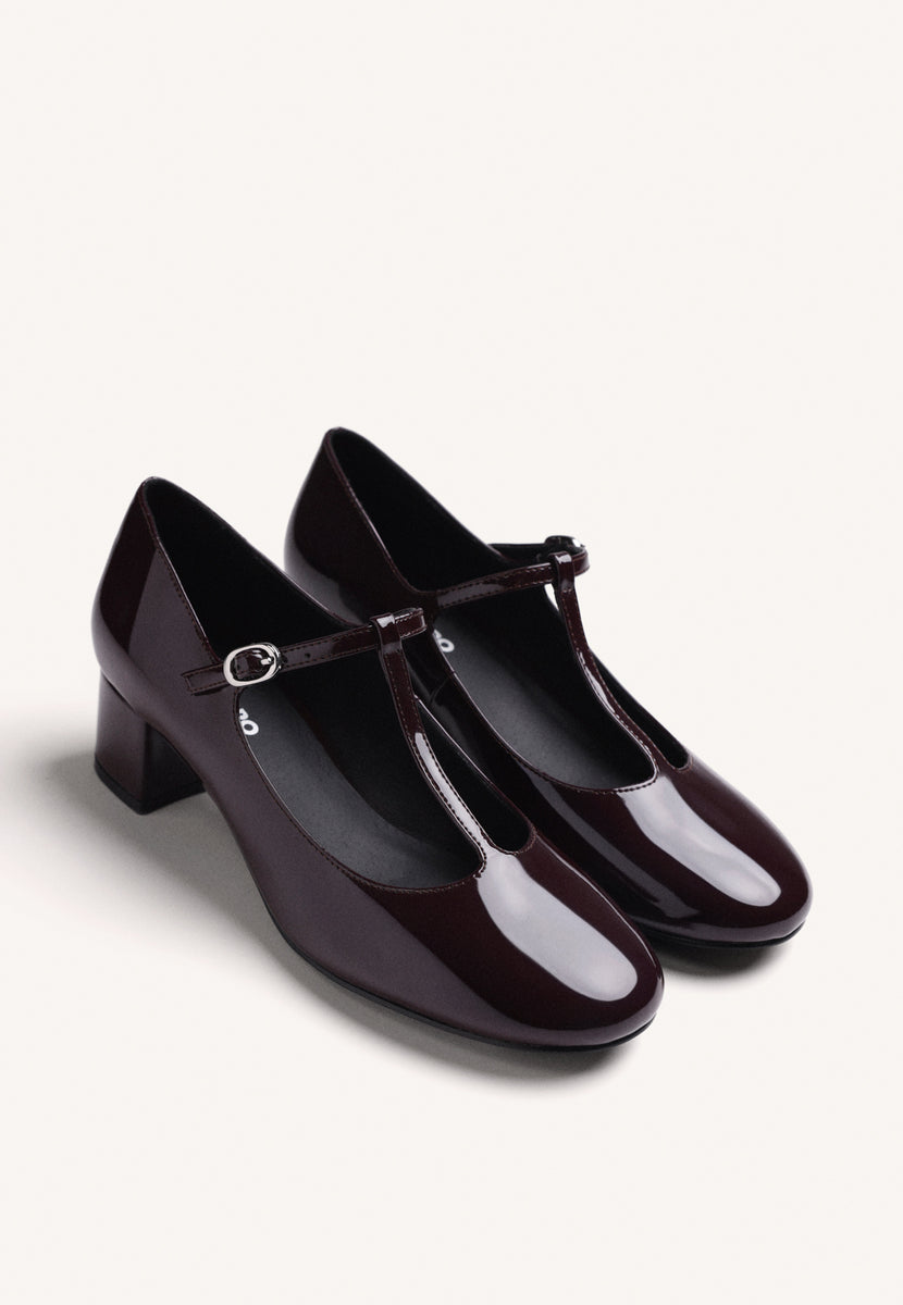 ZAPATOS BURDEOS MARY-JANE EFECTO CHAROL