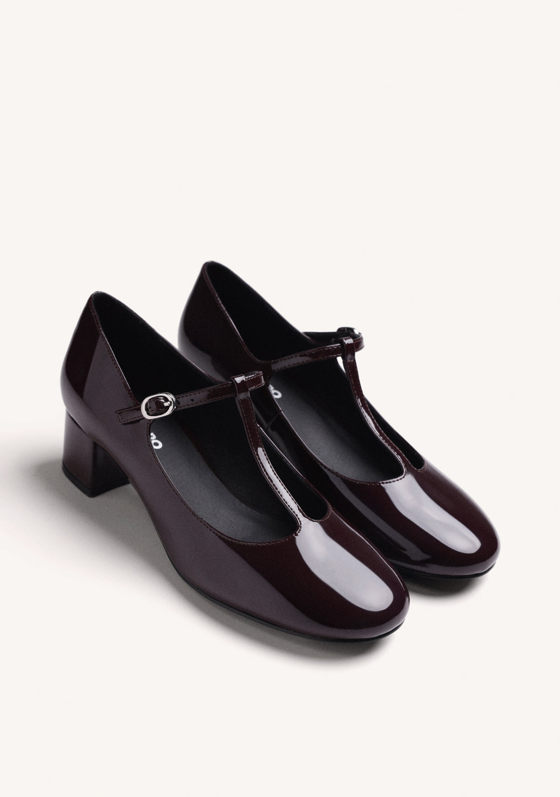 BURGUNDY MARY-JANE SHOES WITH PATENT EFFECT