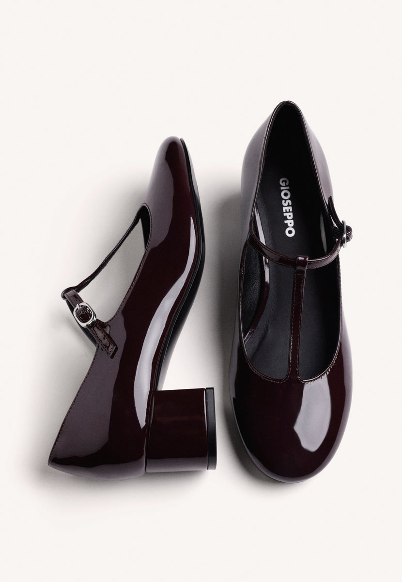 ZAPATOS BURDEOS MARY-JANE EFECTO CHAROL