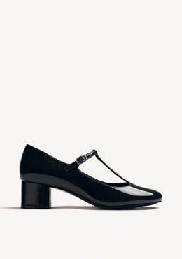 BLACK MARY-JANE SHOES WITH PATENT EFFECT