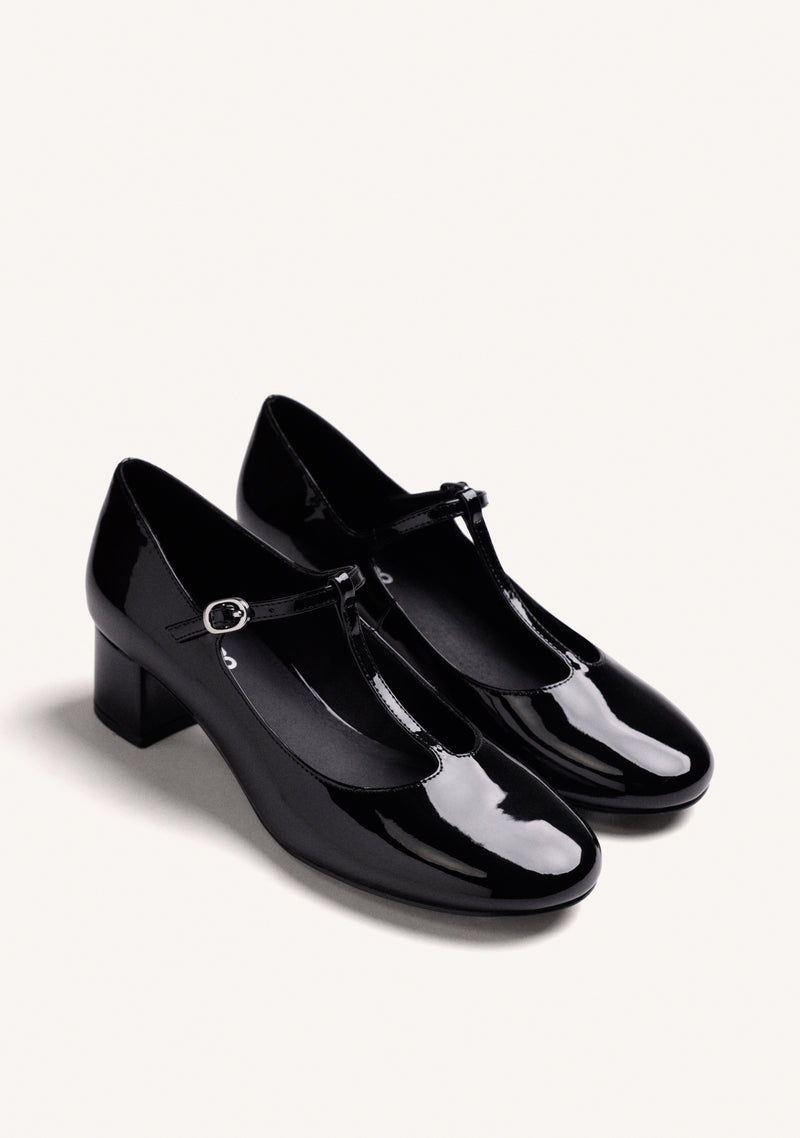 BLACK MARY-JANE SHOES WITH PATENT EFFECT