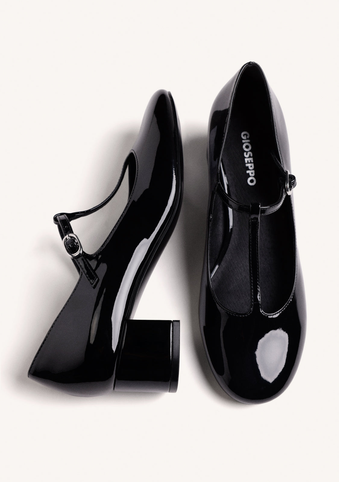 BLACK MARY-JANE SHOES WITH PATENT EFFECT