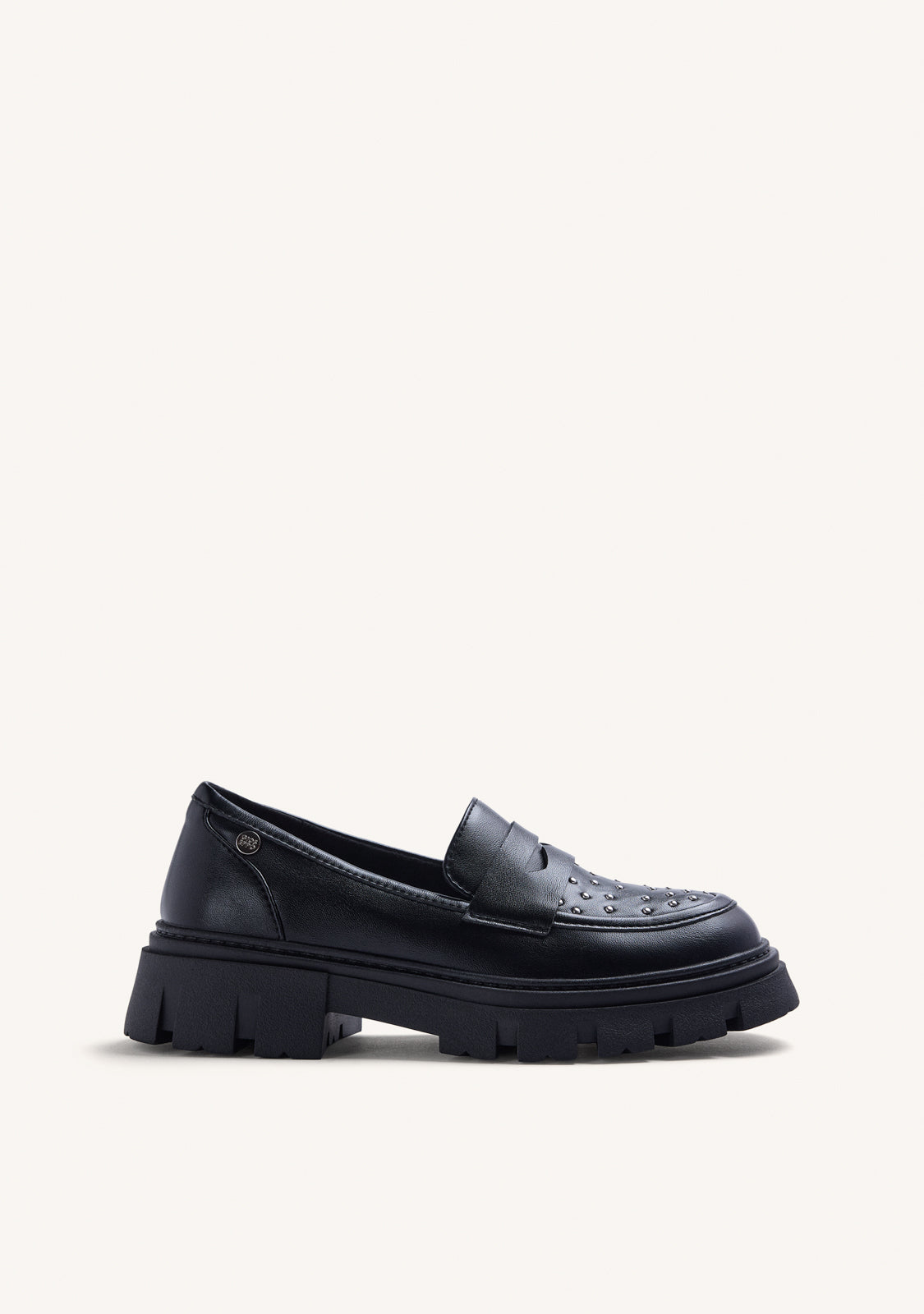 BLACK STUDDED LOAFERS