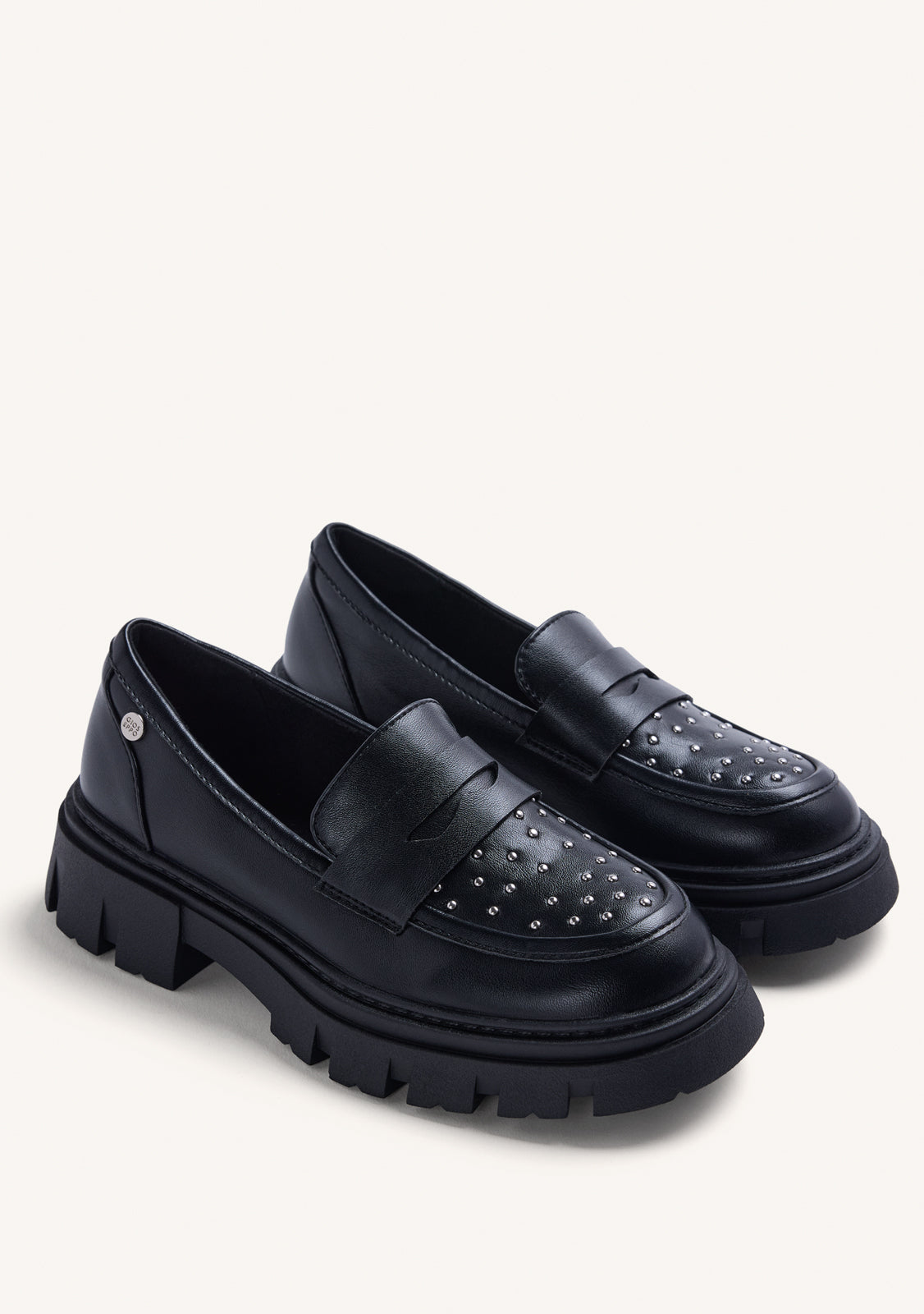 BLACK STUDDED LOAFERS