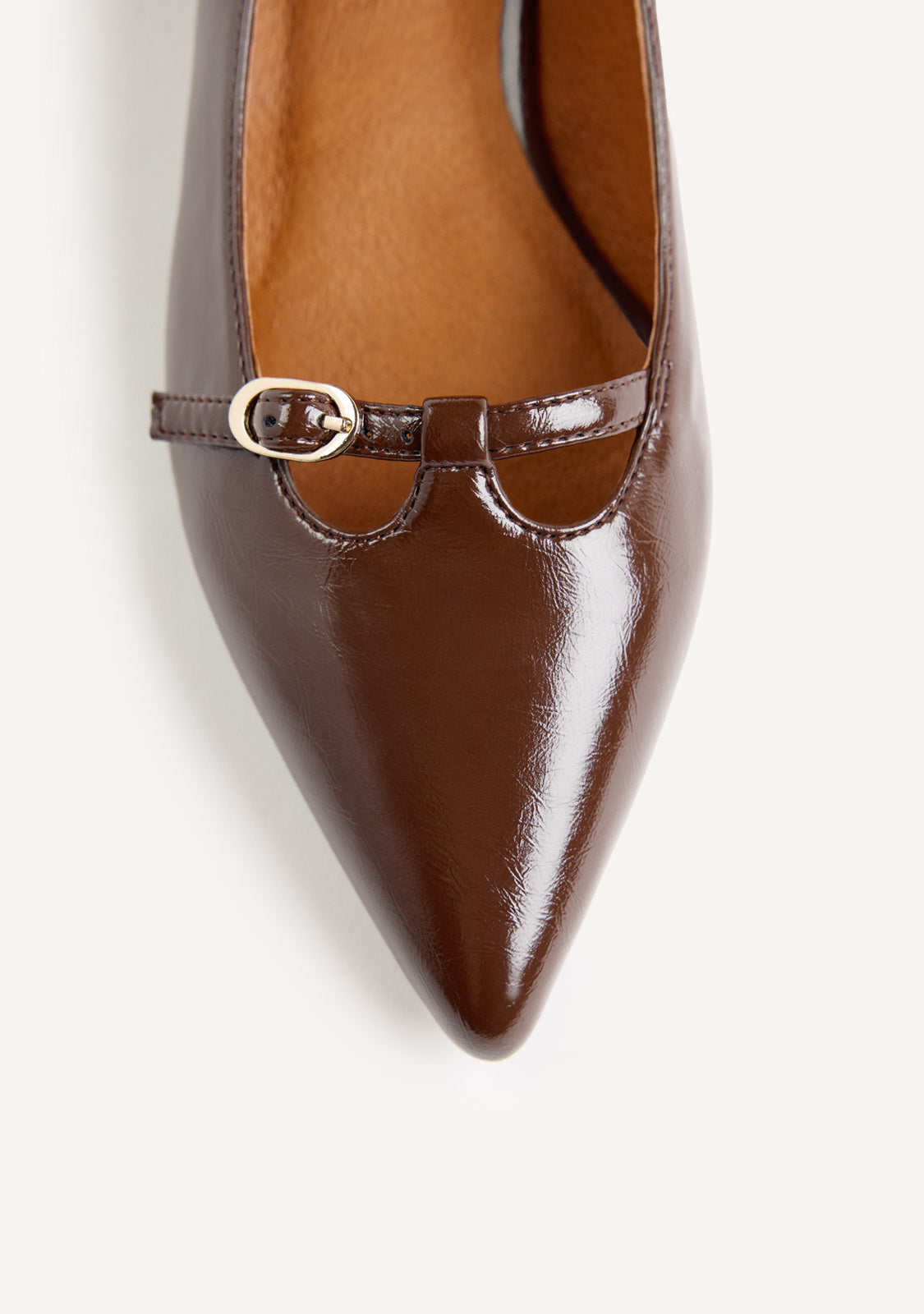 BROWN PATENT EFFECT HEEL SHOES