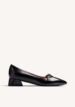 BLACK PATENT EFFECT HEEL SHOES