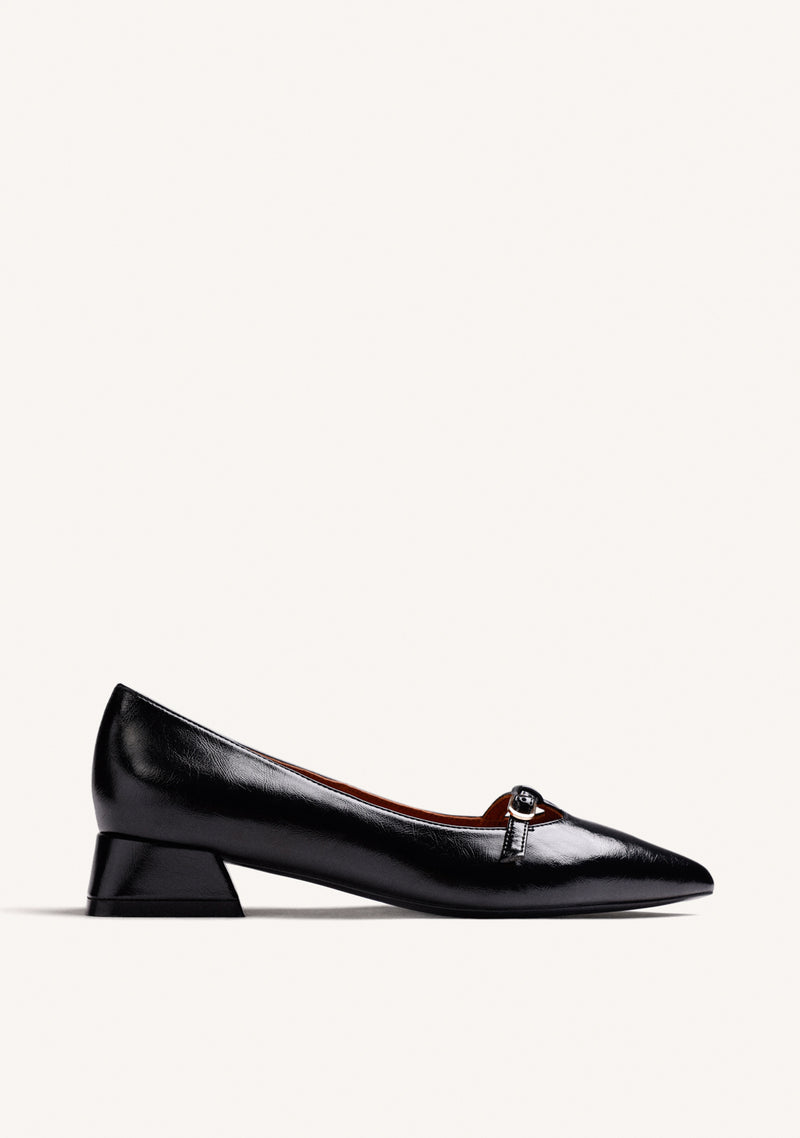 BLACK PATENT EFFECT HEEL SHOES