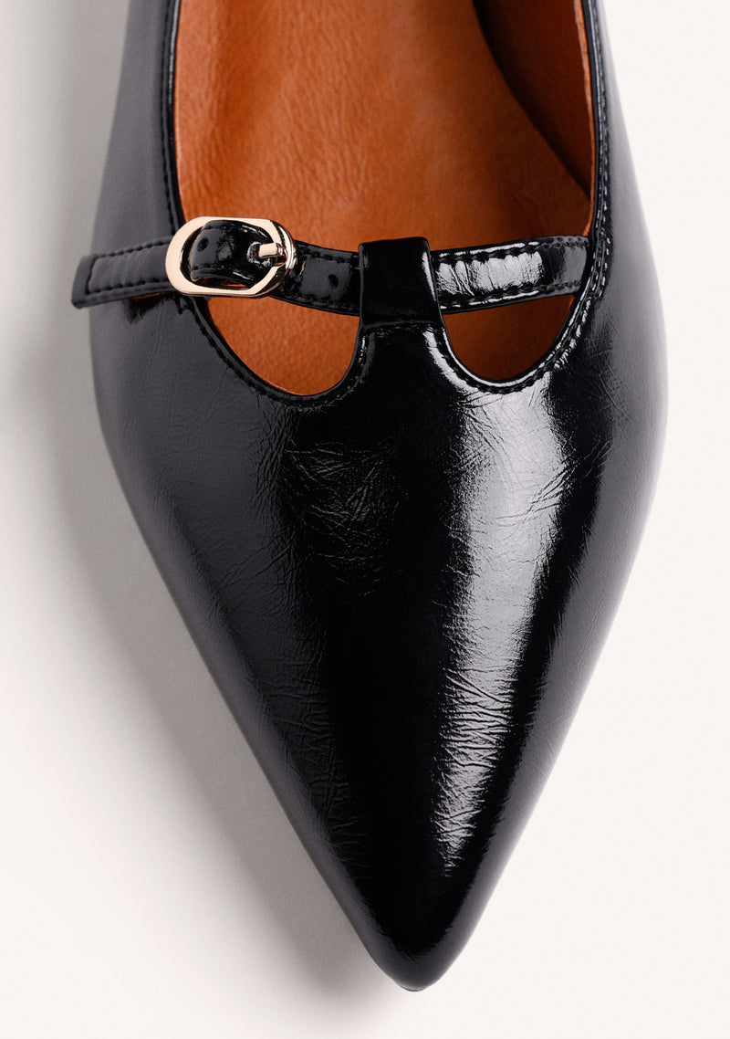 BLACK PATENT EFFECT HEEL SHOES