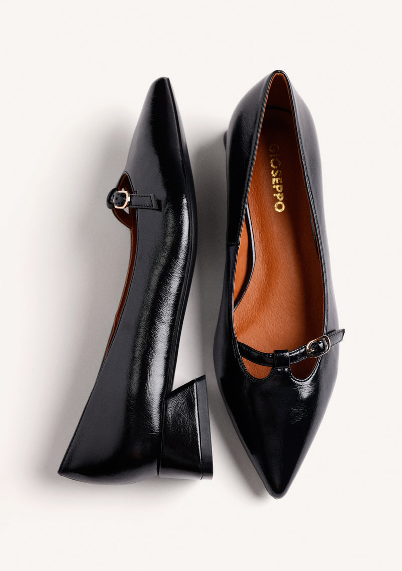 BLACK PATENT EFFECT HEEL SHOES