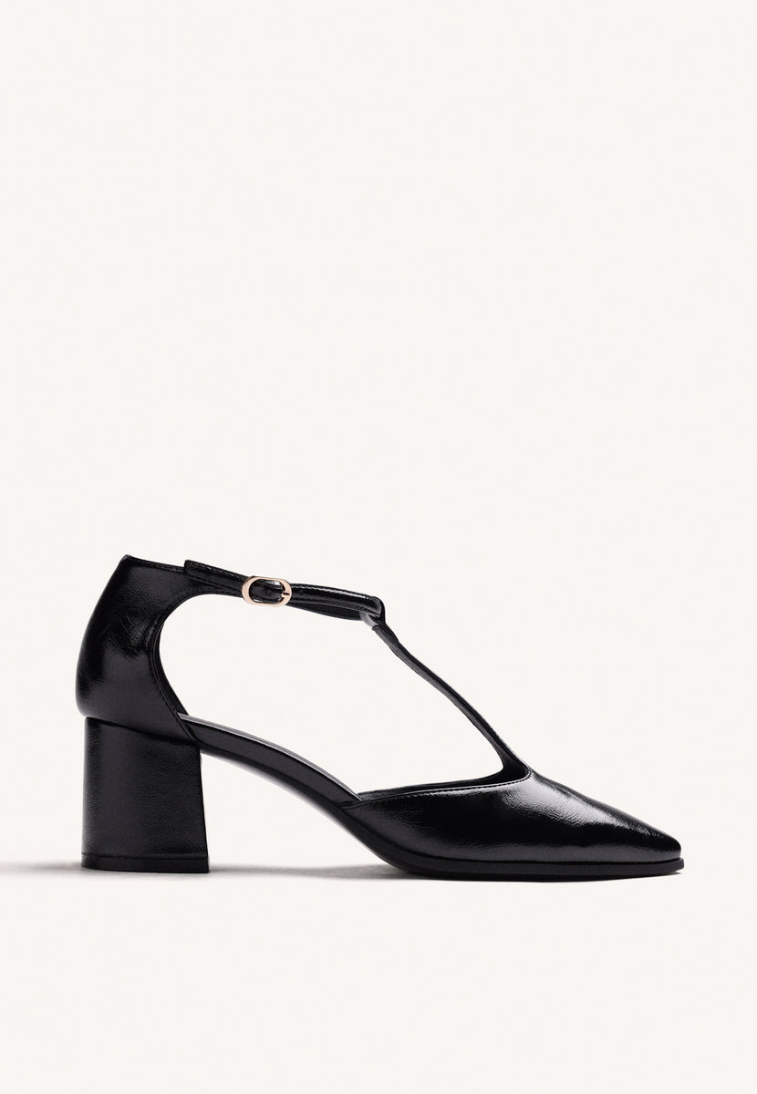 ZAPATOS TACÓN NEGRO EFECTO CHAROL