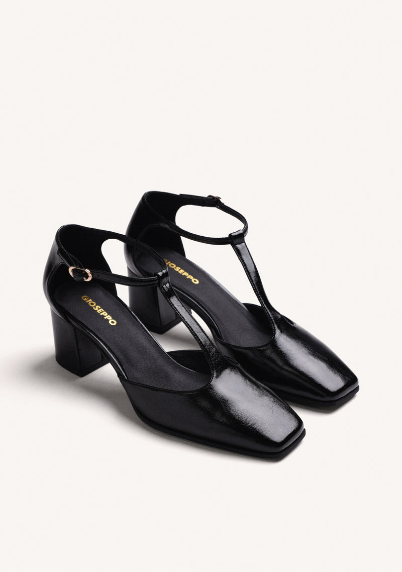 ZAPATOS TACÓN NEGROS EFECTO CHAROL