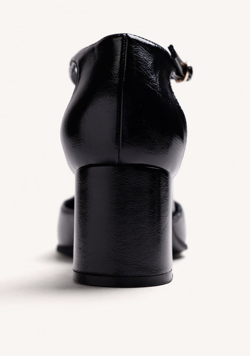 ZAPATOS TACÓN NEGROS EFECTO CHAROL