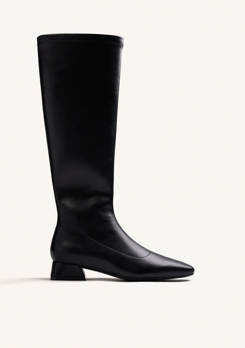 BLACK ELASTIC HIGH BOOTS