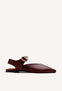 BURGUNDY LEATHER BACKLESS BALLET FLATS