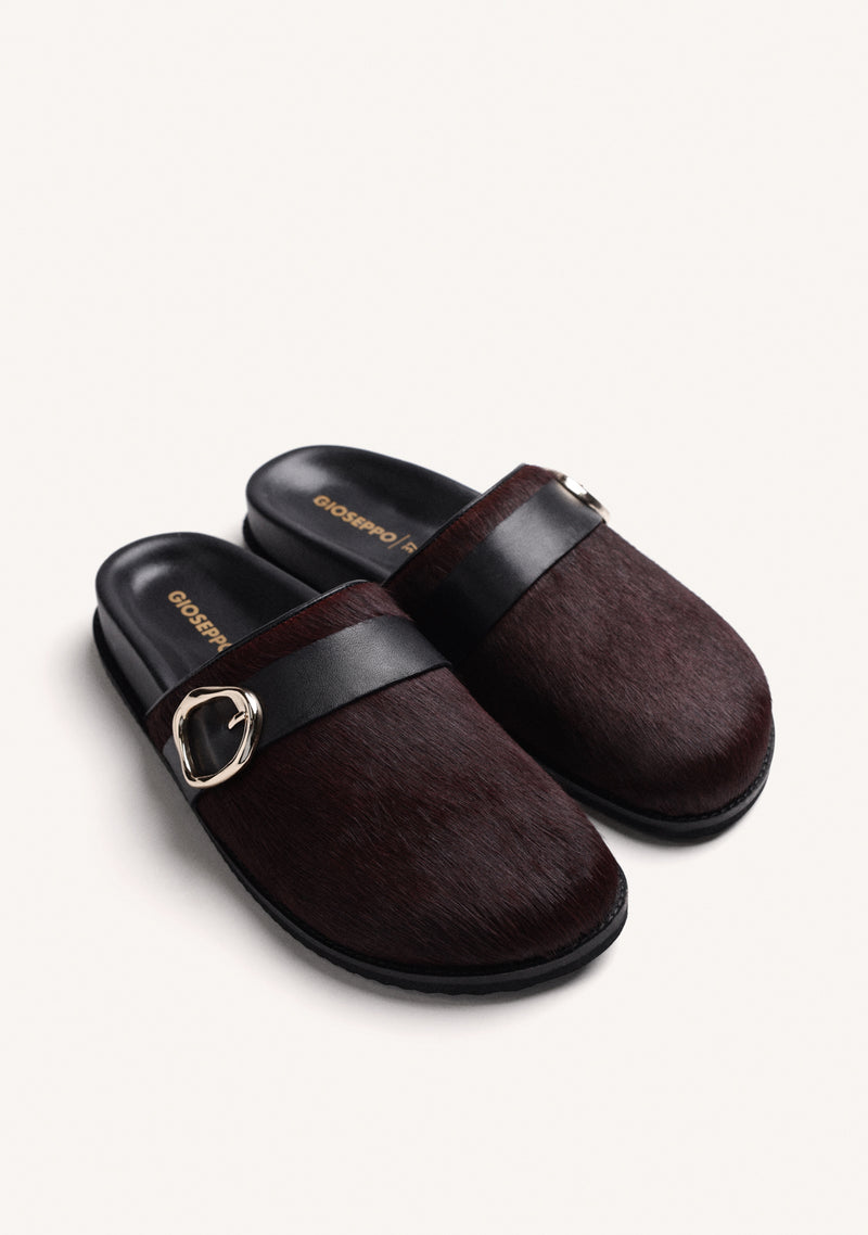 BURGUNDY LEATHER CLOGS WITH BUCKLE
