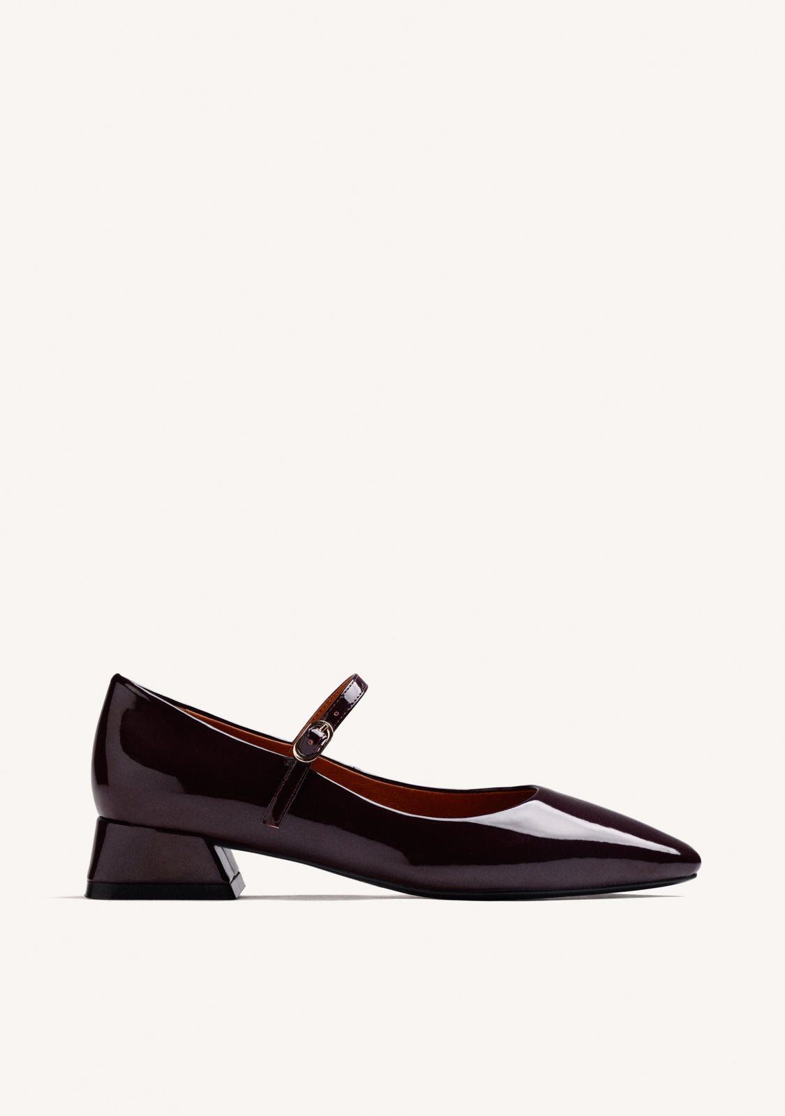 BURGUNDY MARY-JANE SHOES WITH PATENT EFFECT