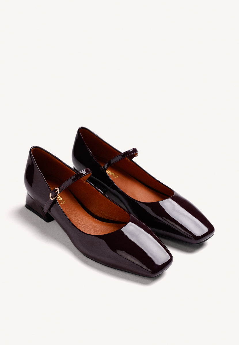 SCARPE BORDEAUX MARY-JANE EFFETTO VERNICE