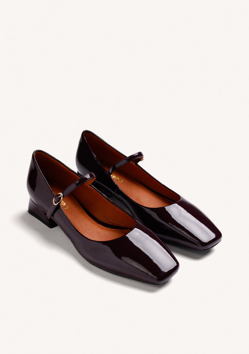 BURGUNDY MARY-JANE SHOES WITH PATENT EFFECT