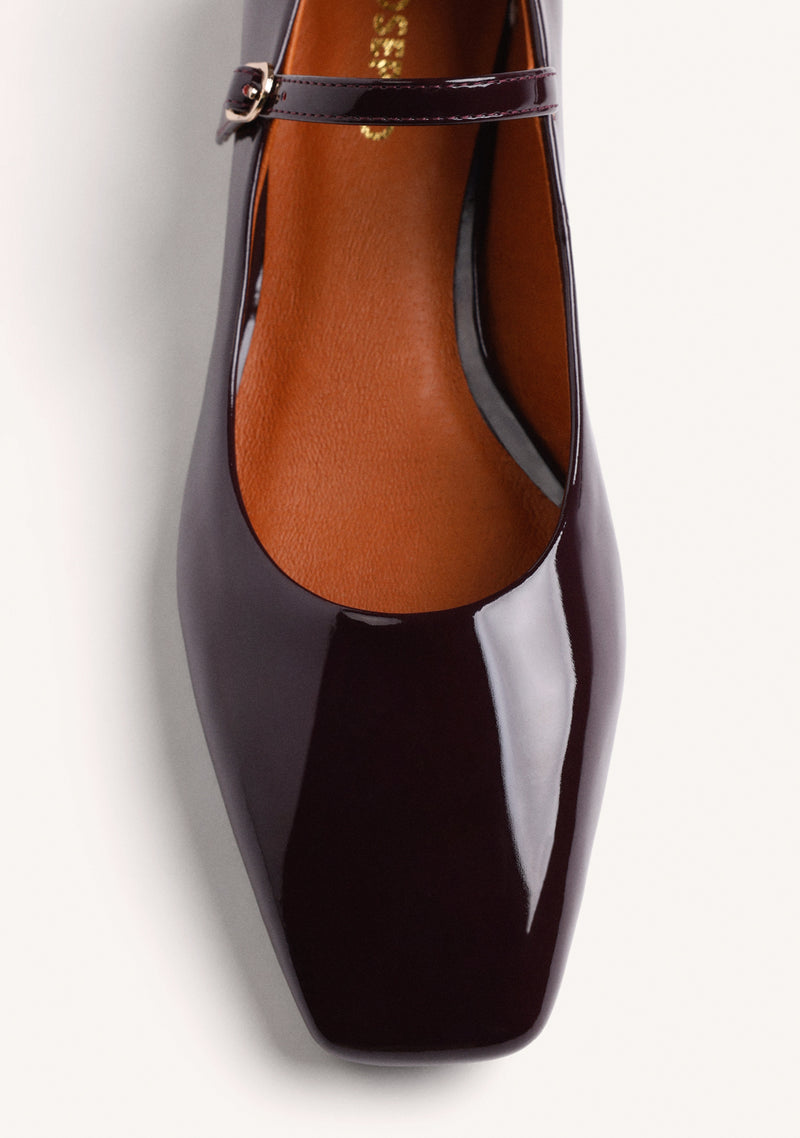 BURGUNDY MARY-JANE SHOES WITH PATENT EFFECT