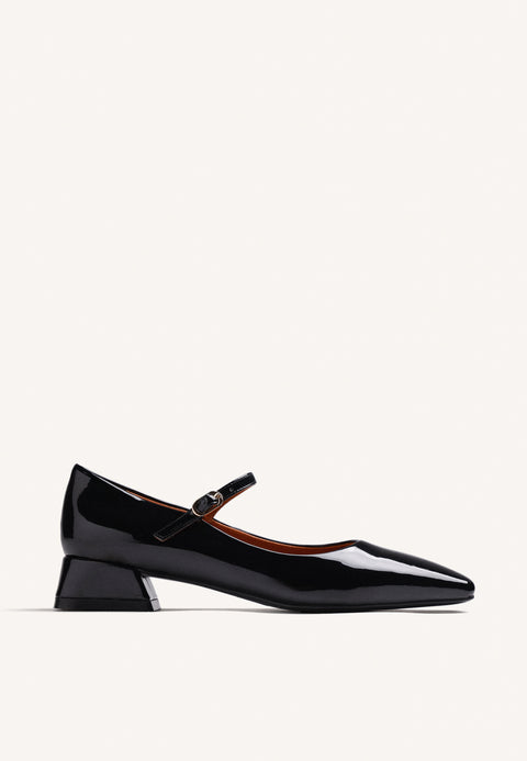 BLACK MARY-JANE SHOES WITH PATENT EFFECT