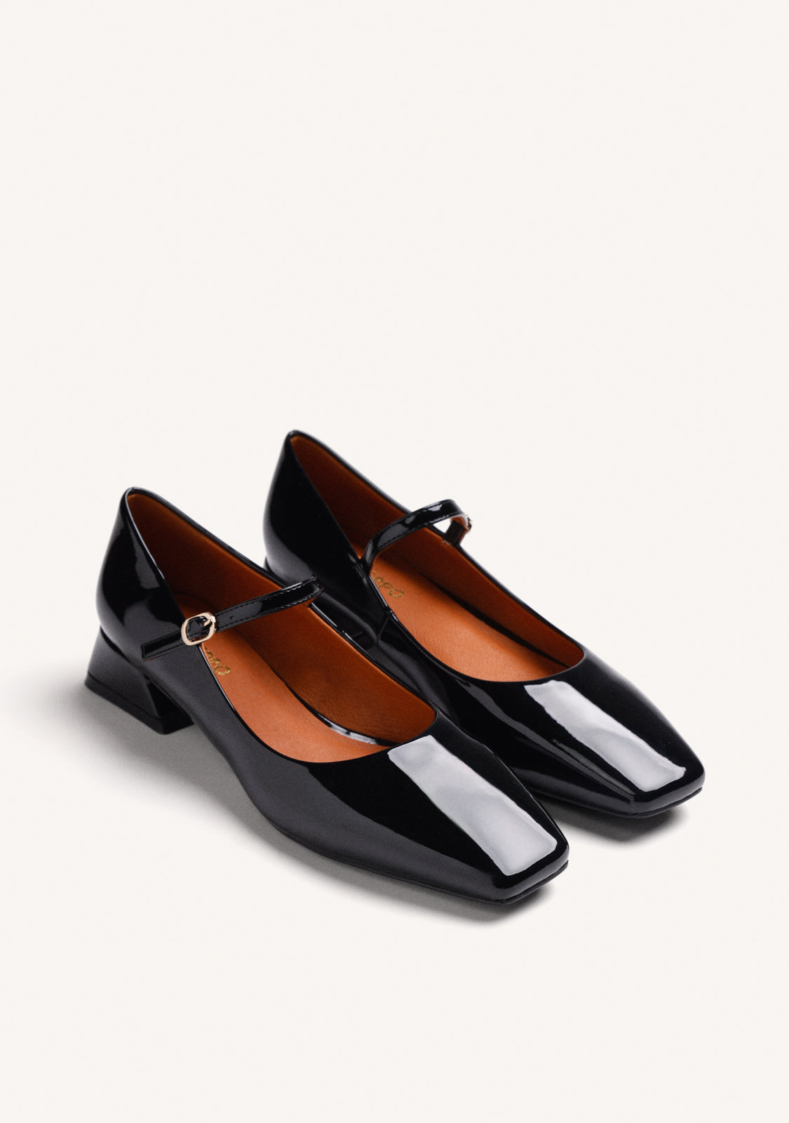 BLACK MARY-JANE SHOES WITH PATENT EFFECT