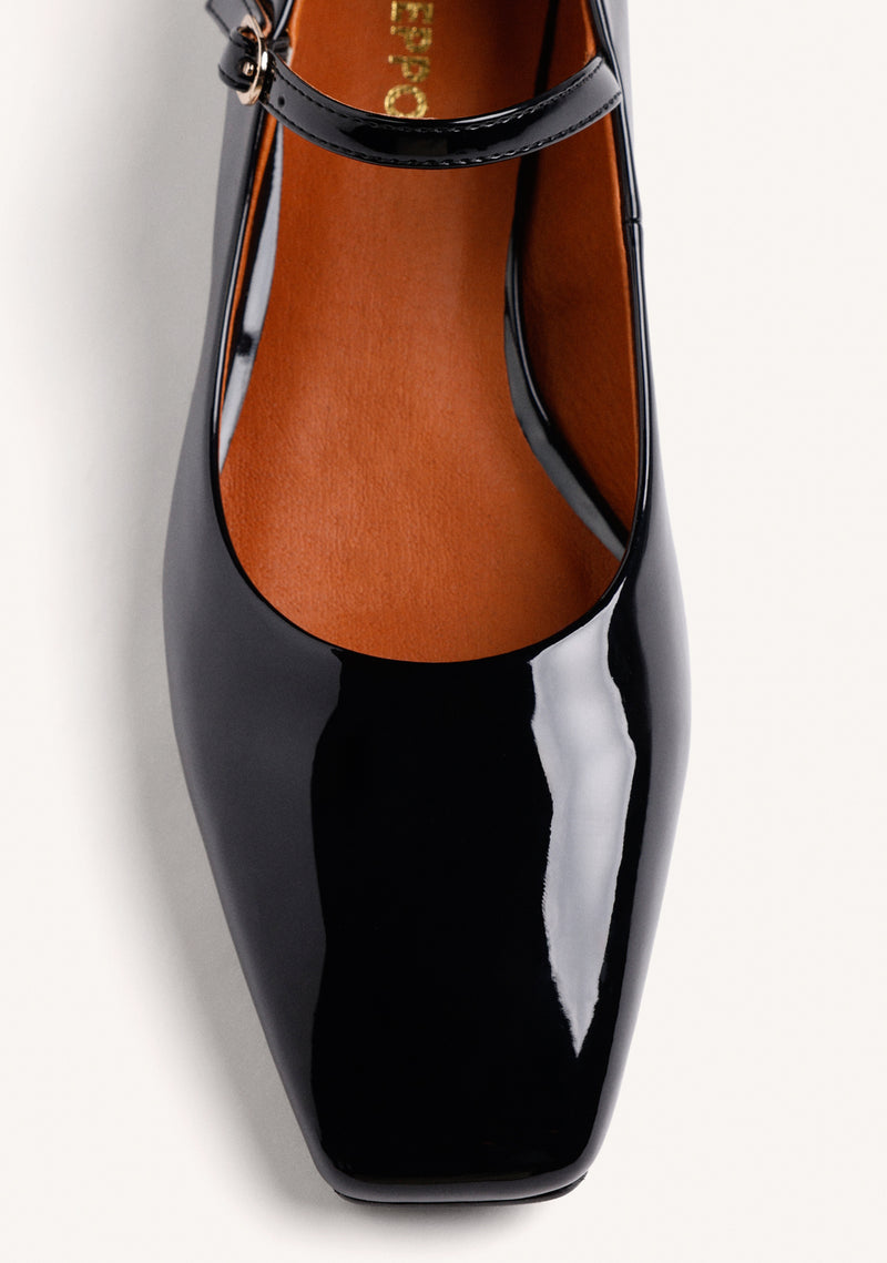 BLACK MARY-JANE SHOES WITH PATENT EFFECT