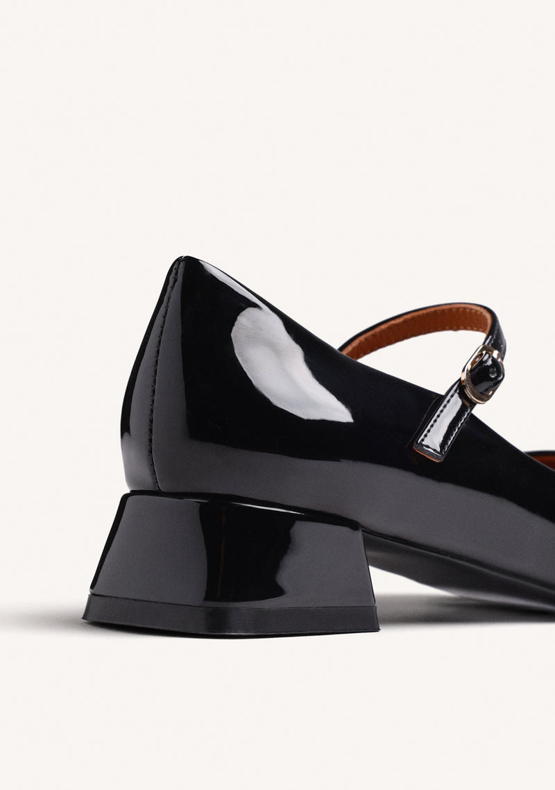 BLACK MARY-JANE SHOES WITH PATENT EFFECT