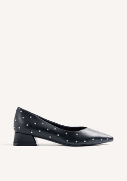 BLACK STUDDED HEEL SHOES