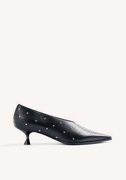 BLACK STUDDED HEEL SHOES