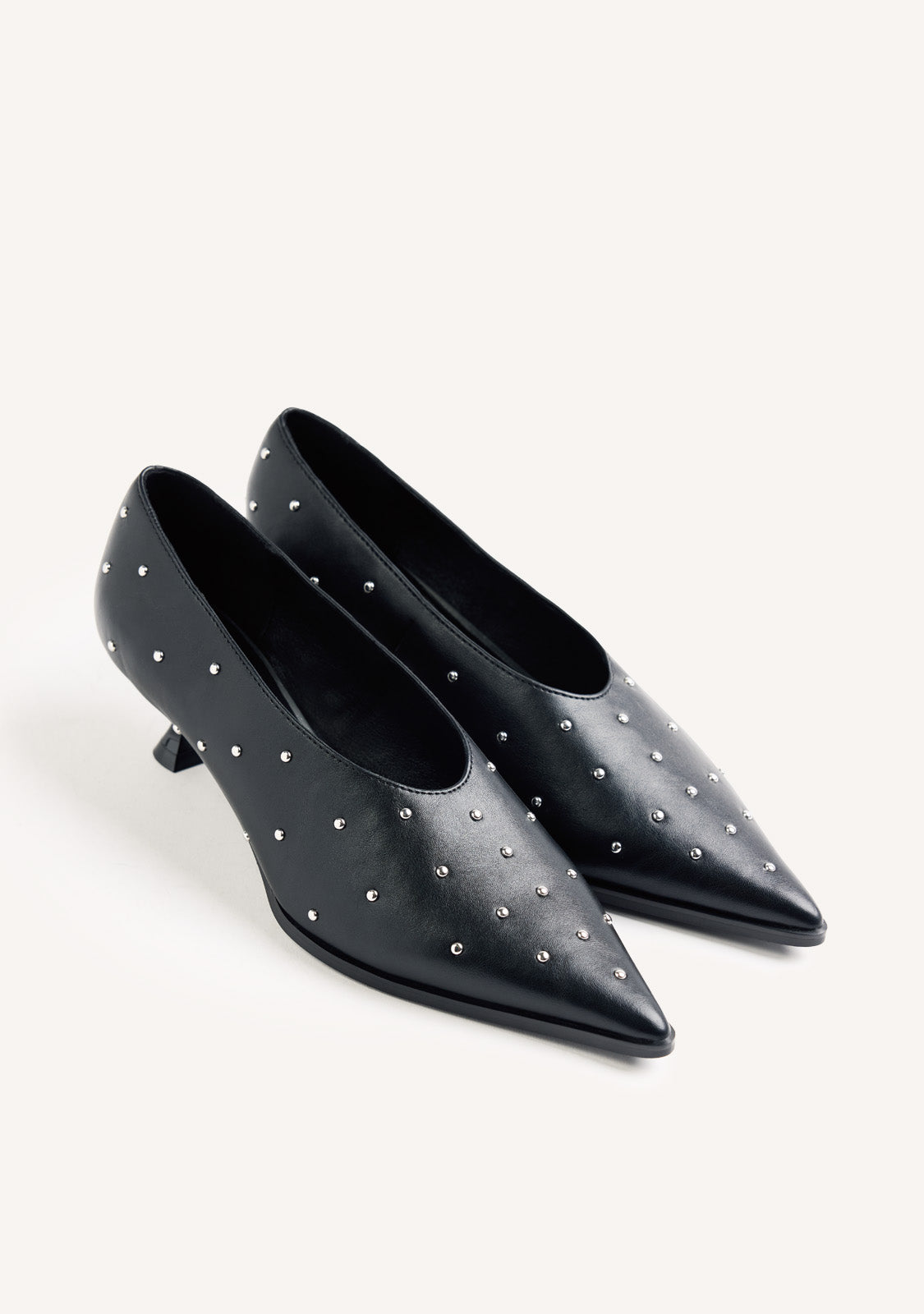 BLACK STUDDED HEEL SHOES