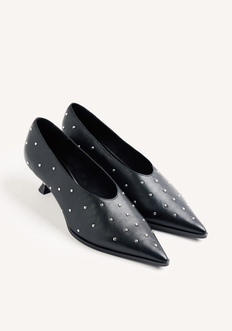 BLACK STUDDED HEEL SHOES