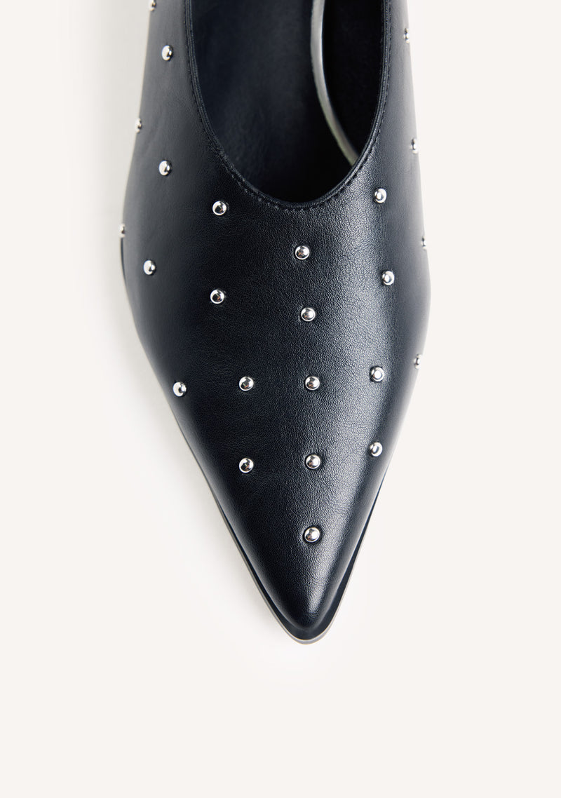 BLACK STUDDED HEEL SHOES