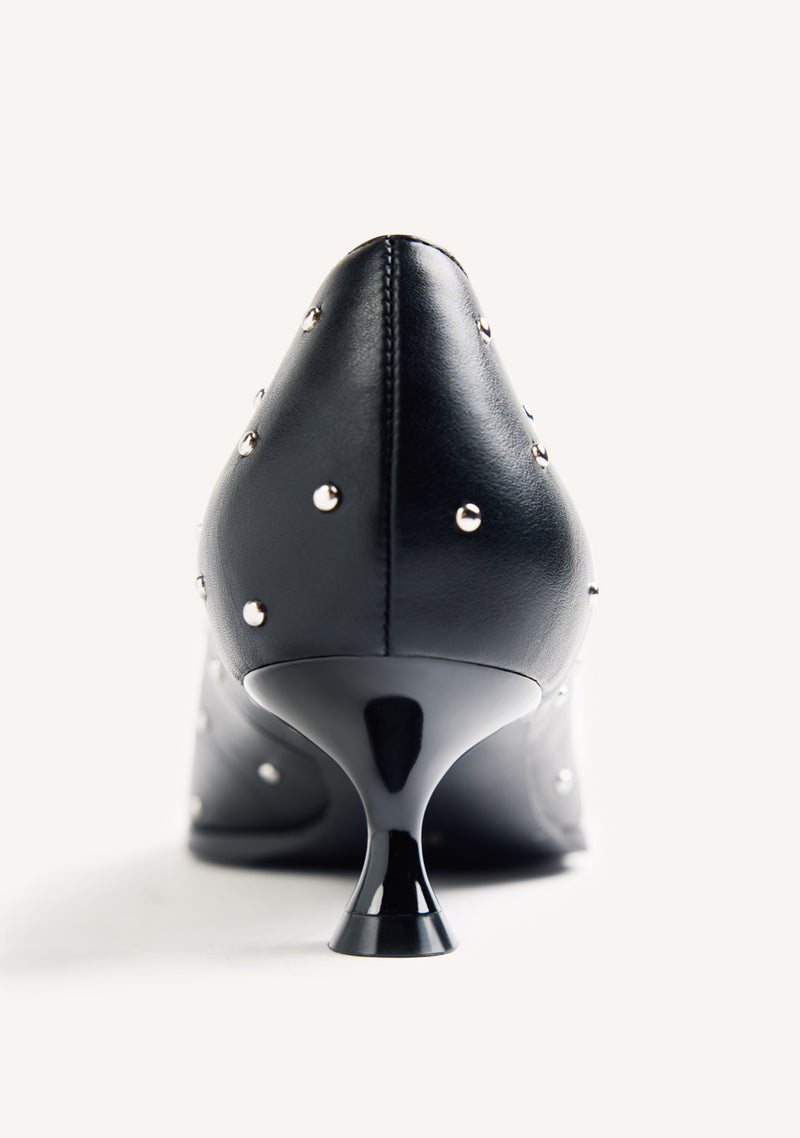 BLACK STUDDED HEEL SHOES