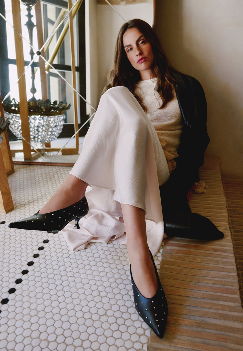 SCARPE TACCO NERE CON BORCHIE