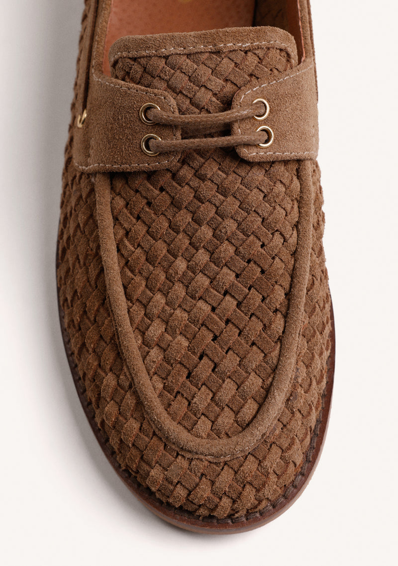 BROWN NAUTICAL BRAIDED LEATHER LOAFERS