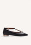 BLACK LEATHER BALLET FLATS WITH ANIMAL PRINT AND STUDS