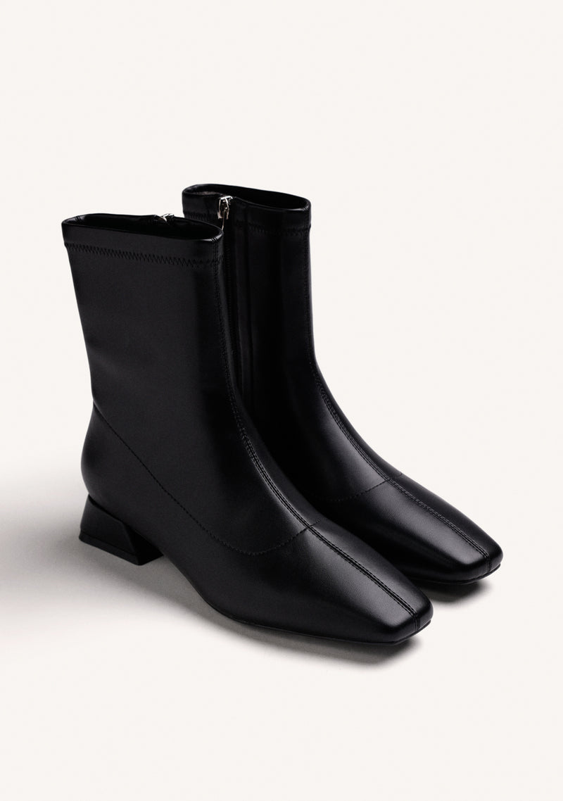 BLACK ELASTIC ANKLE BOOTS