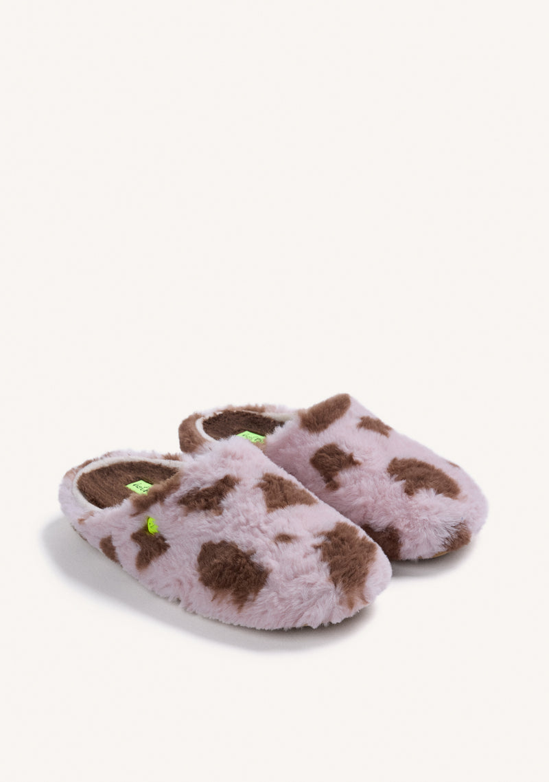 ANIMAL PRINT FUR HOUSE SLIPPERS