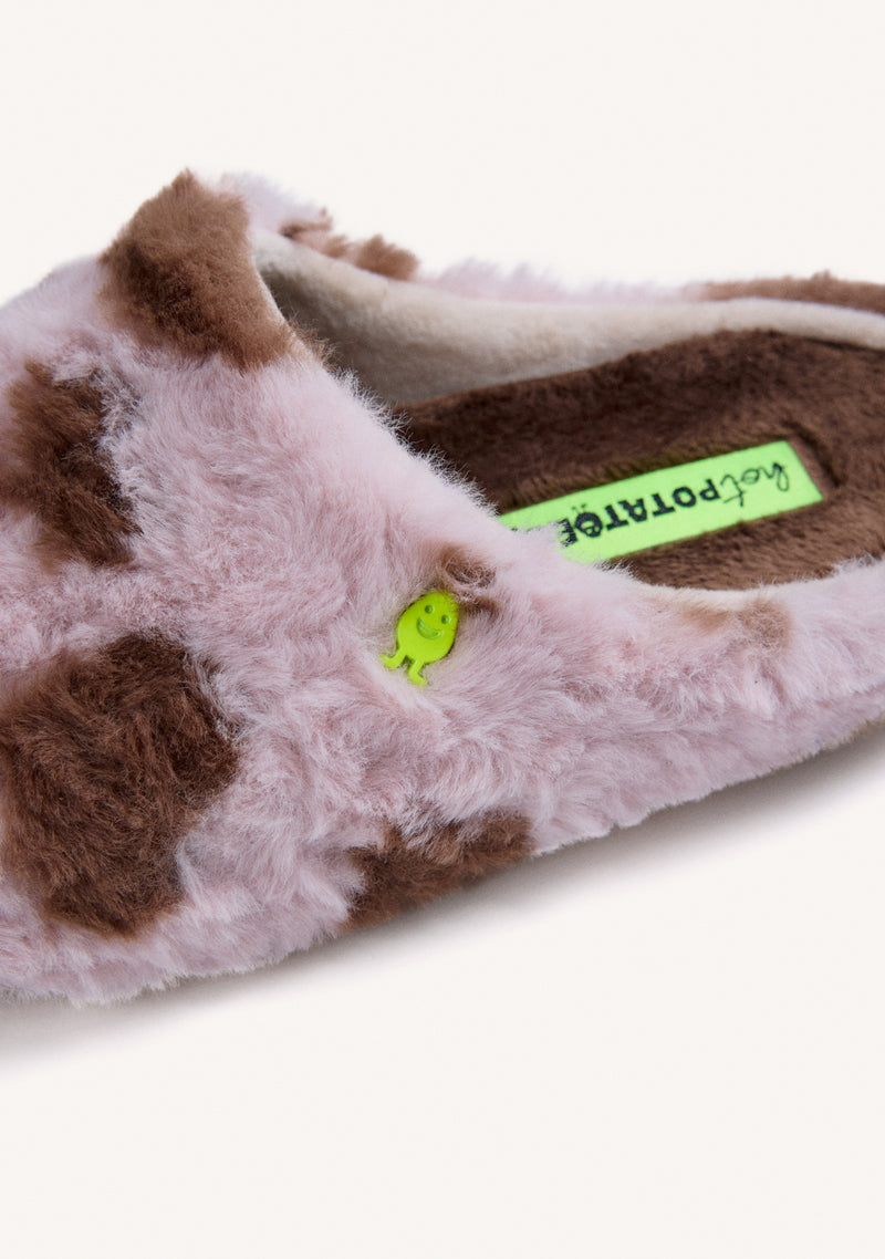 ANIMAL PRINT FUR HOUSE SLIPPERS