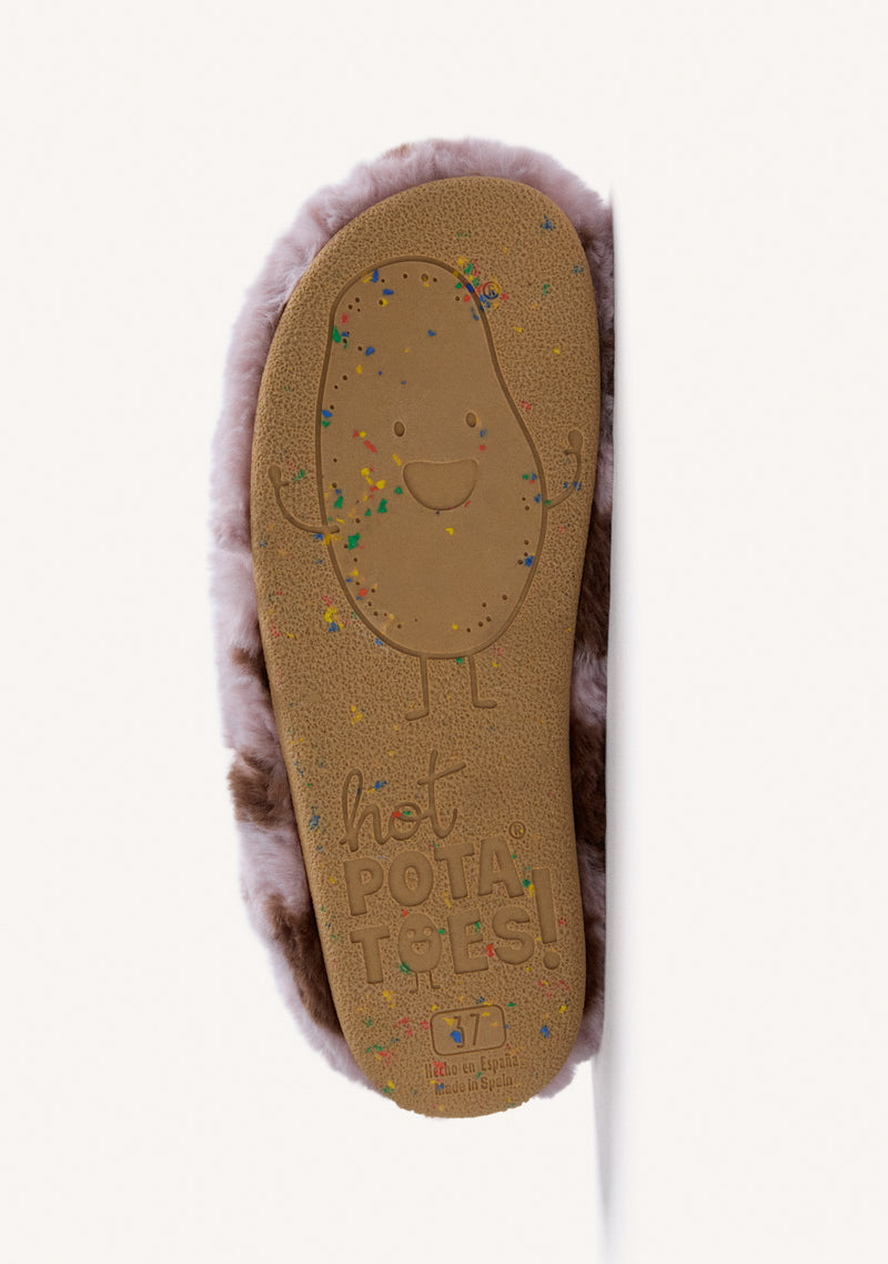 ANIMAL PRINT FUR HOUSE SLIPPERS