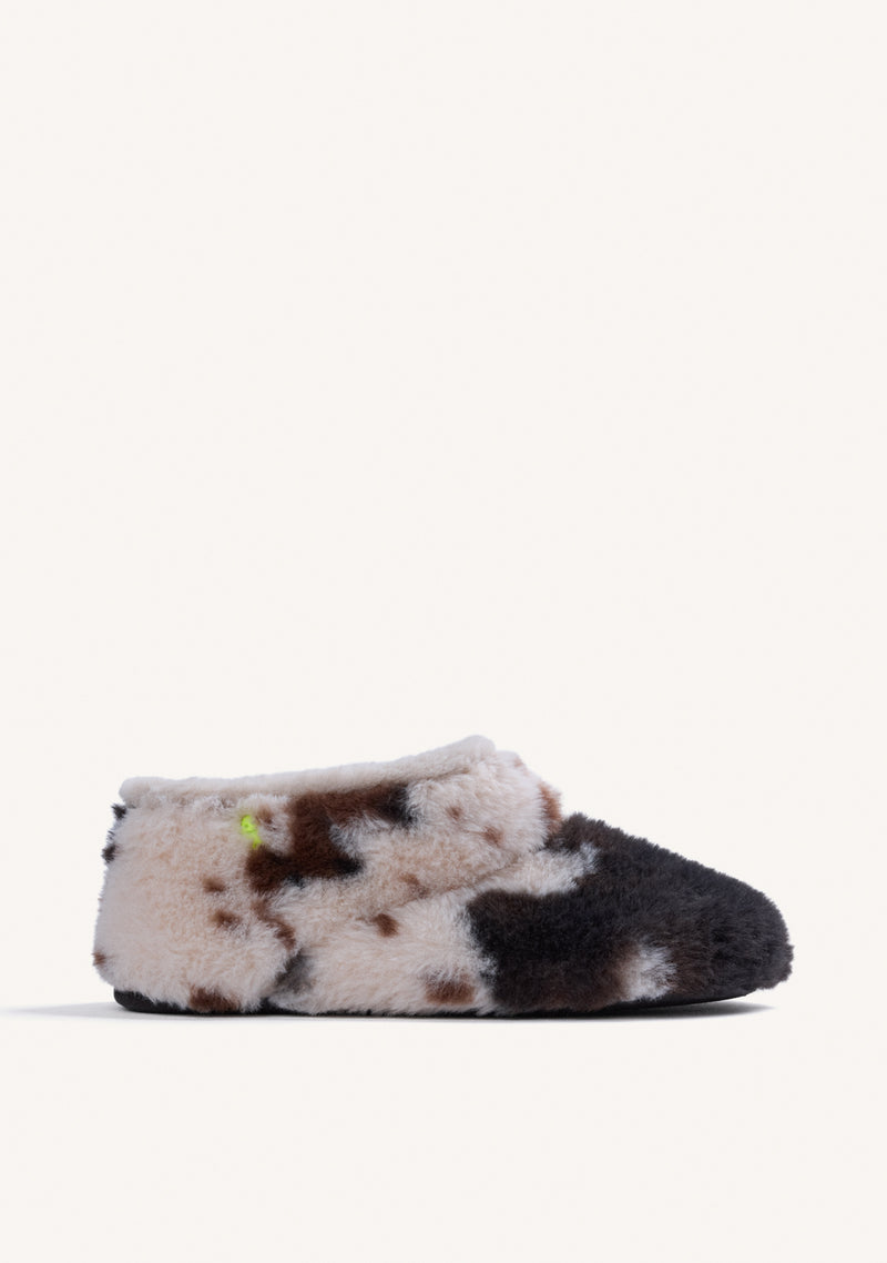 HIGH-TOP ANIMAL PRINT FUR HOUSE SLIPPERS