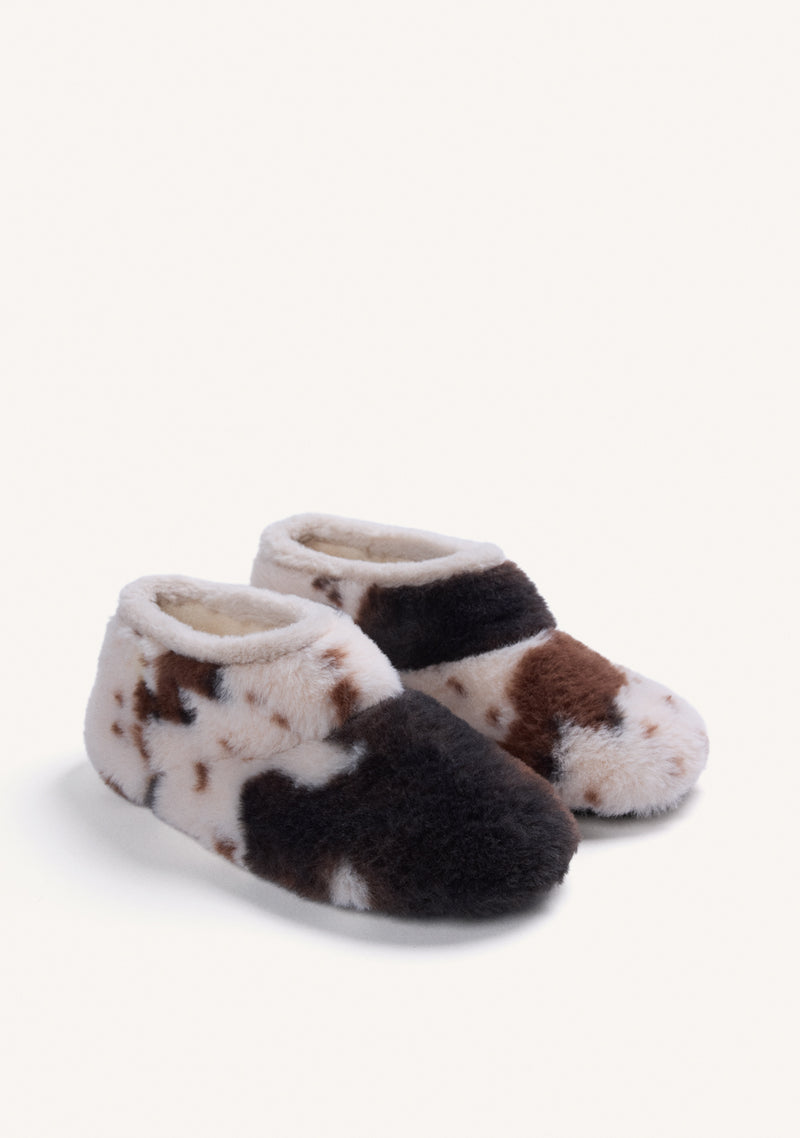 HIGH-TOP ANIMAL PRINT FUR HOUSE SLIPPERS