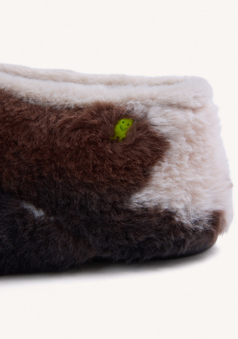 HIGH-TOP ANIMAL PRINT FUR HOUSE SLIPPERS